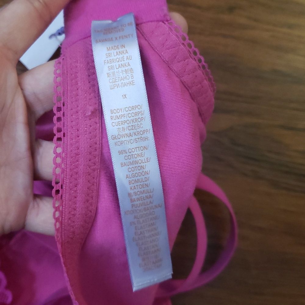 NWT Savage X Fenty Pink Chic Edgy Feminine Retro Sexy Lace Trim Bra Size 1X - Picture 4 of 4